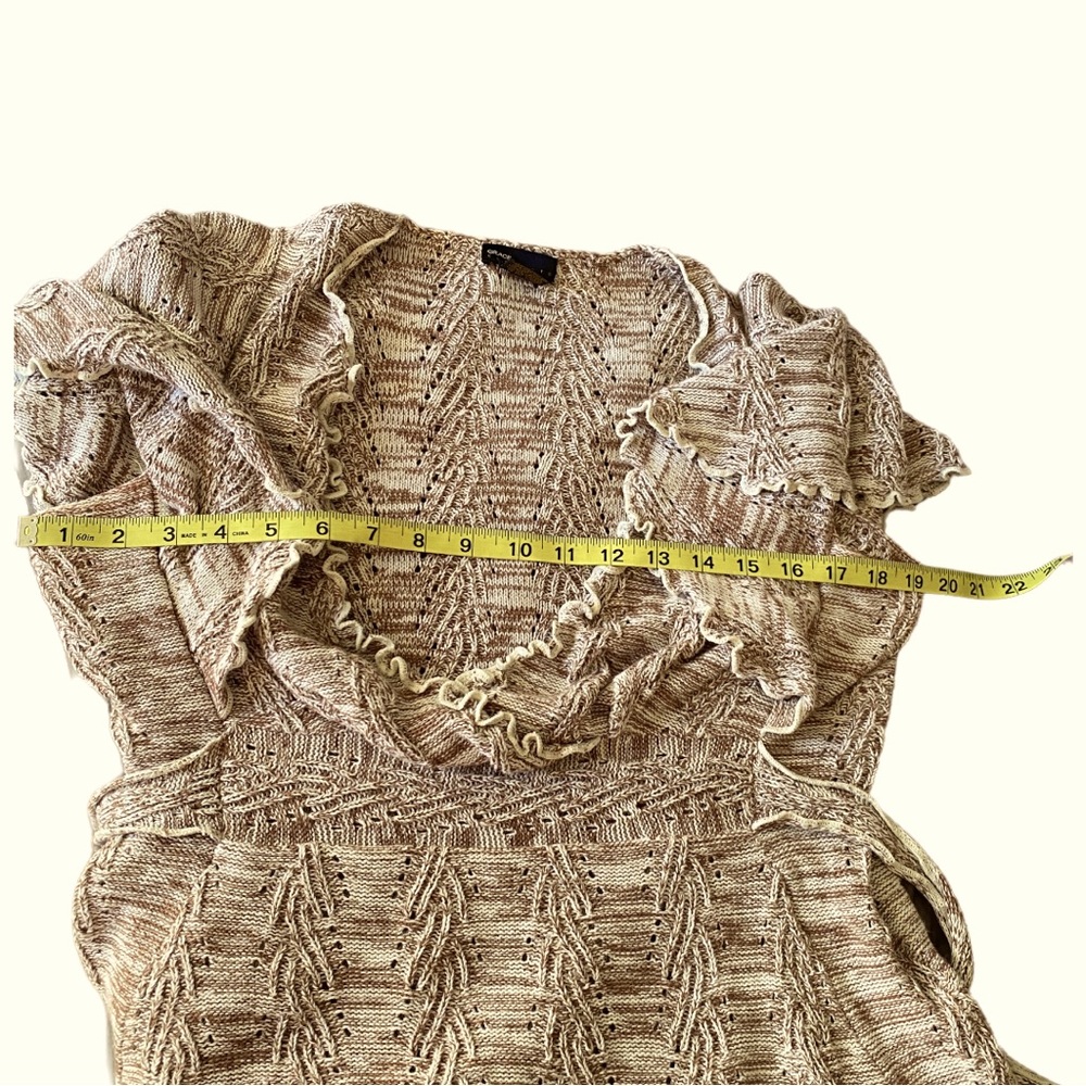 Grace Elements Laguna Ivory tan  cotton knit scallop hem sweater top sz s - Picture 9 of 12